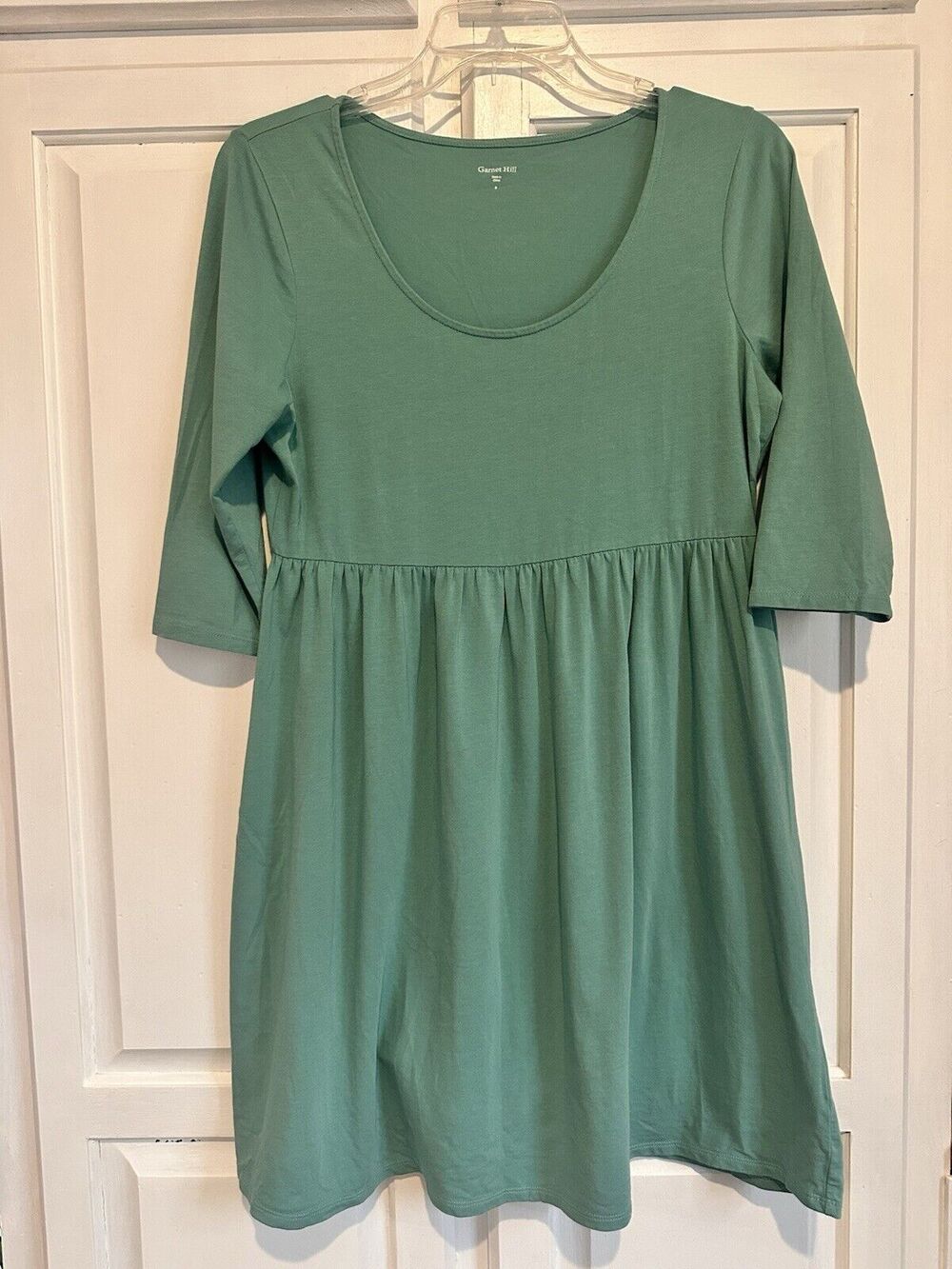 Garnet Hill Mint Green Soft Knit Babydoll Dress Size Small Dainty Romantic
